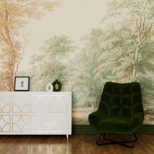 Superfresco Easy Stately Woodland Neutral Green Print To Order 3m x 2.8m Mural - image 1