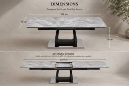 Stratus Interiors Zermatt Extendable Dining Table with Ceramic Top with Zermatt Chairs in Light Grey - Size: 160 cm x 90 cm - thumbnail 3