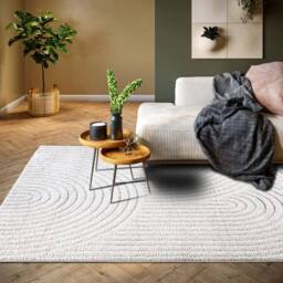 THE RUGS New York Design Rug Runner Panglao Polyester Geometric High Low Rug in White - Size: 80 cm x 120 cm - thumbnail 6