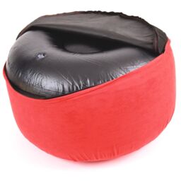 mysmartbuy Inflatable Footrest - Super Soft Faux Suede Pouffe Home Furniture in Red - thumbnail 3