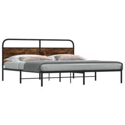 Berkfield Home Metal Bed Frame without Mattress Smoked Oak 180x200 cm Super King - thumbnail 2
