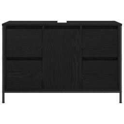 Berkfield Home Basin Cabinet with Drawers Black Oak 90x34.5x60 cm - thumbnail 6