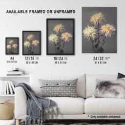 "Artery8 Chrysanthemums Vintage Floral Retro Japan Wall Art Print Kazumasa in Yellow - Size: W12"" x H16""" - thumbnail 3