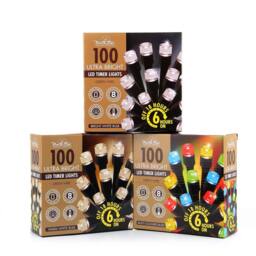 Voltico 100 LED Battery Operated Timer String Lights Dark Green Wire - Size: 10m - thumbnail 2