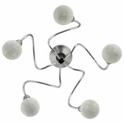 Berkfield Home Beautiful Ceiling Lamp with Round Glass Shades for 5 G9 LED Lights in White - thumbnail 4