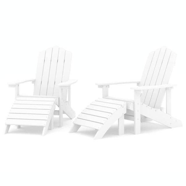 Berkfield Home Garden Adirondack Chairs 2 pcs with Footstools HDPE White - image 1