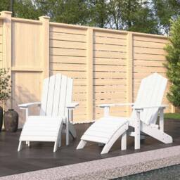 Berkfield Home Garden Adirondack Chairs 2 pcs with Footstools HDPE White - thumbnail 2