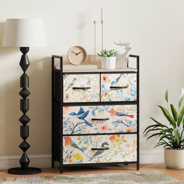 HOMCOM Chest of Drawers, Fabric Dresser with Open Shelf in White - image 1