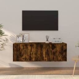 Berkfield Home Classic 2 Piece TV Cabinet Set Smoked Oak Engineered Wood in Brown - thumbnail 2