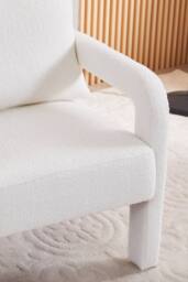 Living and Home Teddy Fleece Upholstered Accent Chair with Lumbar Pillow in White - thumbnail 8