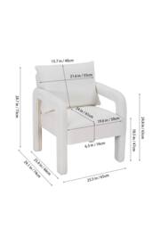 Living and Home Teddy Fleece Upholstered Accent Chair with Lumbar Pillow in White - thumbnail 6