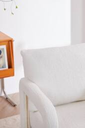 Living and Home Teddy Fleece Upholstered Accent Chair with Lumbar Pillow in White - thumbnail 7