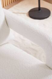 Living and Home Teddy Fleece Upholstered Accent Chair with Lumbar Pillow in White - thumbnail 9
