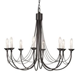 Loops 8 Bulb Chandelier LIght Gothic Style Ivory Colour Candle Tube Black LED E14 60W - thumbnail 1