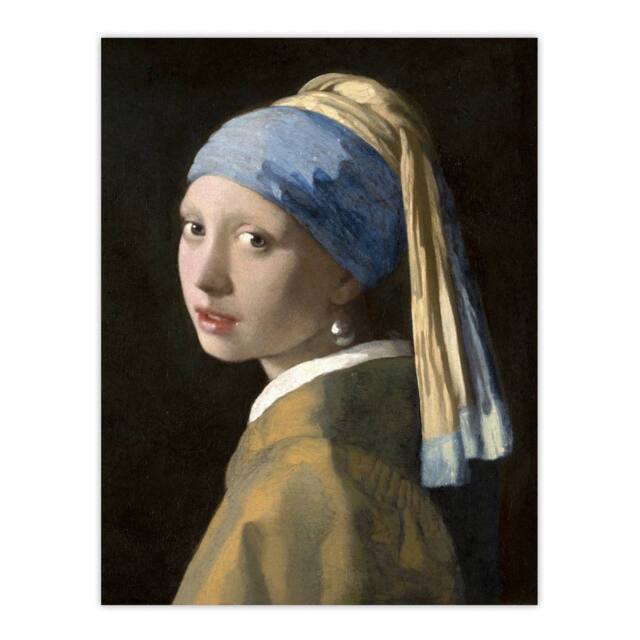 "Artery8 Girl with a Pearl Earring Vermeer Vintage Wall Art Print Poster in Black - Size: W18"" x H24""" - image 1