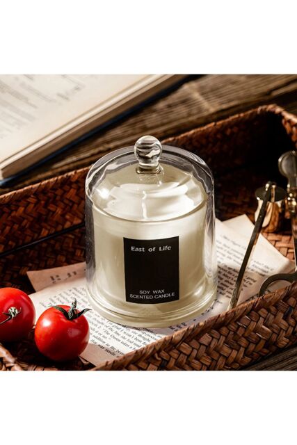 Living and Home High-End Lychee & White Tea Scented Bell Jar Candle Home Fragrance Help Sleep, 9cm * 11.5cm in Grey - image 1