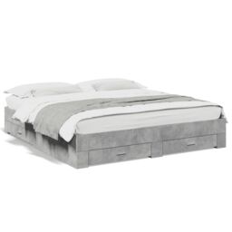 Berkfield Home Bed Frame with Drawers without Mattress Concrete Grey 200x200 cm - thumbnail 2