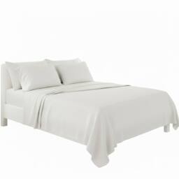 Snug City Plain Poly Cotton Easy Care Fitted Flat Sheet Matching Pillowcases Set in White - Size: Single - thumbnail 2