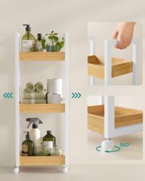 SONGMICS Slim Bathroom Trolley with Wheels & 3 Storage Shelves - thumbnail 5