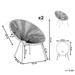 Wyld and Coco Living Papasan Chair Set Light Grey - Indoor Outdoor - thumbnail 3