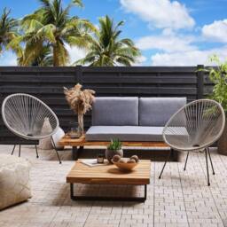Wyld and Coco Living Papasan Chair Set Light Grey - Indoor Outdoor