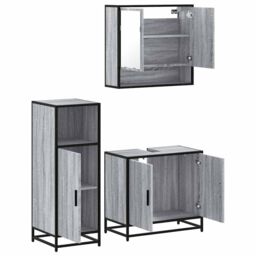 Berkfield Home 3 Piece Bathroom Furniture Set Grey Sonoma Engineered Wood - thumbnail 6