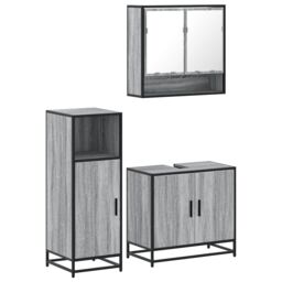 Berkfield Home 3 Piece Bathroom Furniture Set Grey Sonoma Engineered Wood - thumbnail 2