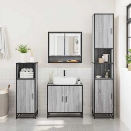 Berkfield Home 3 Piece Bathroom Furniture Set Grey Sonoma Engineered Wood - thumbnail 3