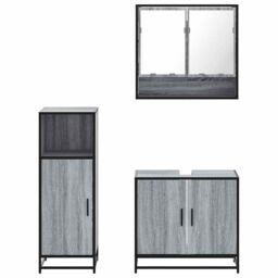 Berkfield Home 3 Piece Bathroom Furniture Set Grey Sonoma Engineered Wood - thumbnail 5