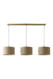 ValueLights Reni Drum Shade 3 Drop Bar Brushed Gold Diner Ceiling Pendant Light with Bulbs in Natural - thumbnail 6