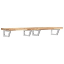 Berkfield Home Basin Shelf Wall Mounted Steel & Solid Wood Acacia in Brown - thumbnail 2