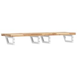 Berkfield Home Basin Shelf Wall Mounted Steel & Solid Wood Acacia in Brown - thumbnail 6