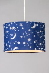 BHS Lighting Glow Moon & Stars Easy Fit Light Shade in Blue - Size: 30 cm diameter x 21 cm high - thumbnail 1