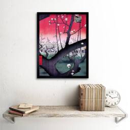 "Artery8 Utagawa Hiroshige Japanese Pruneraie Kameido 12x16"" Framed Art Print in Pink - Size: W12"" x H16""" - thumbnail 2