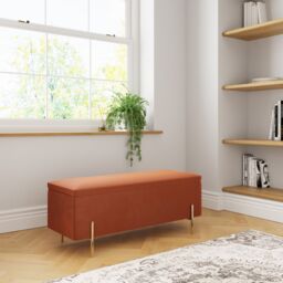GFW Mystica Velvet Storage Ottoman in Orange - thumbnail 1