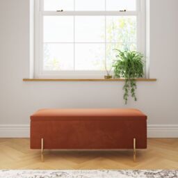 GFW Mystica Velvet Storage Ottoman in Orange - thumbnail 3