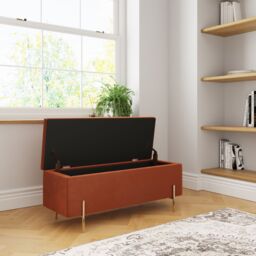 GFW Mystica Velvet Storage Ottoman in Orange - thumbnail 2