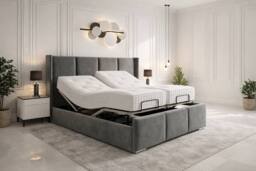 PARADISE BEDS LTD York Electric Adjustable Comfortable Bed with Headboard & Mattress in Grey - Size: Single - thumbnail 1