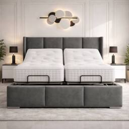 PARADISE BEDS LTD York Electric Adjustable Comfortable Bed with Headboard & Mattress in Grey - Size: Single - thumbnail 2
