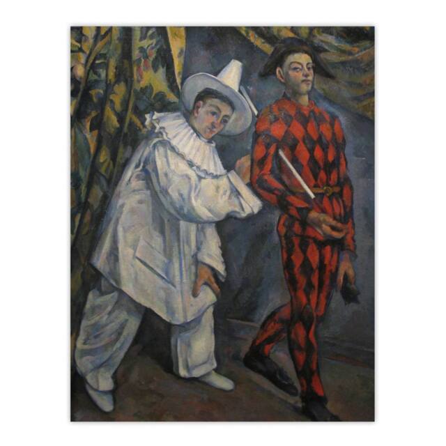 "Artery8 Mardi Gras Pierrot Clown & Harlequin Cezanne Wall Art Poster Print - Size: W12"" x H16""" - image 1
