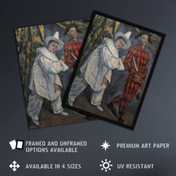 "Artery8 Mardi Gras Pierrot Clown & Harlequin Cezanne Wall Art Poster Print - Size: W12"" x H16""" - thumbnail 2