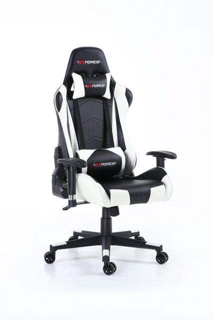 GTForce Pro FX Reclining Sports Racing Office Desk Faux Leather Gaming Chair in White - image 1