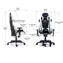GTForce Pro FX Reclining Sports Racing Office Desk Faux Leather Gaming Chair in White - thumbnail 7
