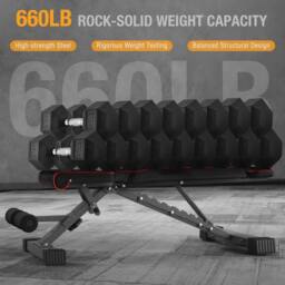 NESTLUNE 660LBS Weight Bench Strength Training Full in Black - Size: 0-12 m - thumbnail 6