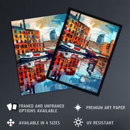 "Artery8 Port of Liverpool Colourful Artwork Cityscape Wall Art Print - Size: W24"" x H32""" - thumbnail 2