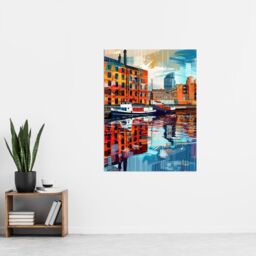 "Artery8 Port of Liverpool Colourful Artwork Cityscape Wall Art Print - Size: W24"" x H32""" - thumbnail 4