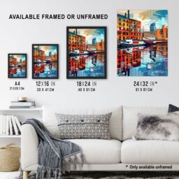 "Artery8 Port of Liverpool Colourful Artwork Cityscape Wall Art Print - Size: W24"" x H32""" - thumbnail 3