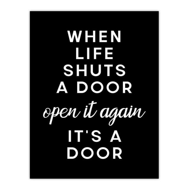 "Artery8 When Life Shuts A Door Open It Funny Cheeky Wall Art Print in Black - Size: W12"" x H16""" - image 1