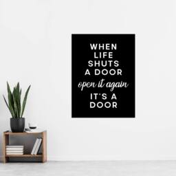 "Artery8 When Life Shuts A Door Open It Funny Cheeky Wall Art Print in Black - Size: W12"" x H16""" - thumbnail 4