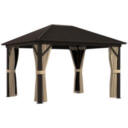 3.6 x 3Metre Metal Backyard Hardtop Gazebo with Screened Curtain